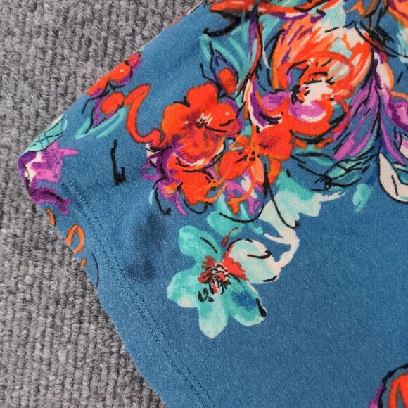 Torrid Women's Super Soft Knits A-Line Floral Dress Blue Size 00 Cold Shoulder - Picture 5 of 13